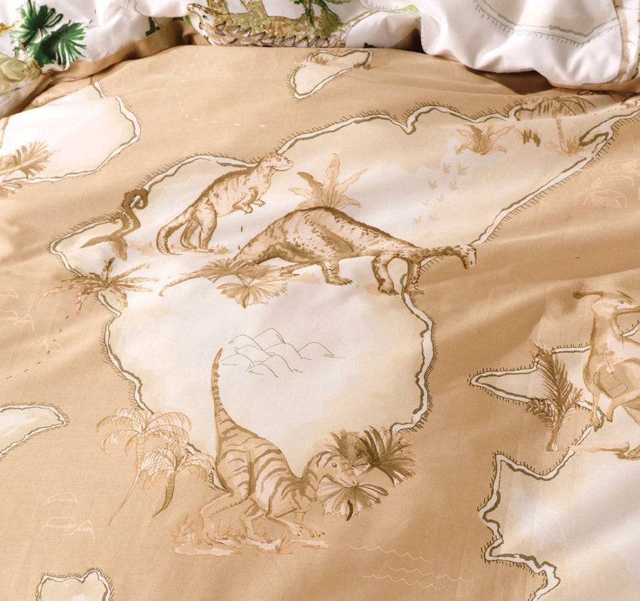 Dinosaur Map Quilt Cover Set Range Sand