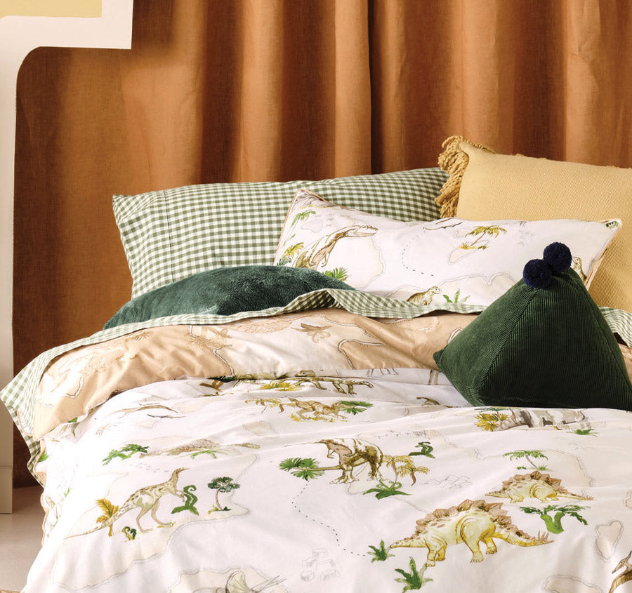 Dinosaur Map Quilt Cover Set Range Sand