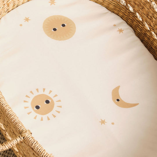 Happy Cosmos 2 Piece Bassinet Fitted Sheets Sugar