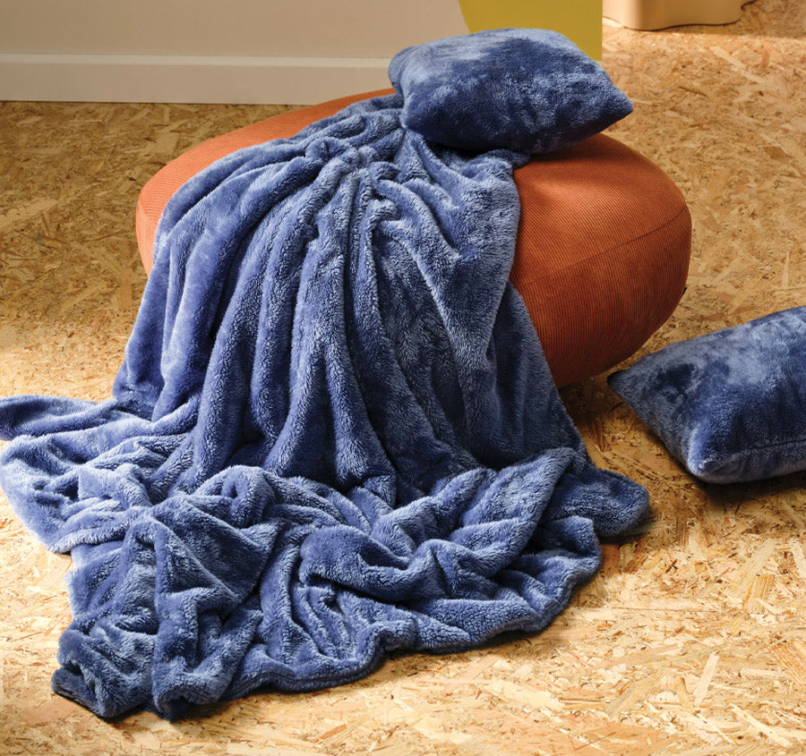 Milly 127x152cm Throw Rug Dark Blue