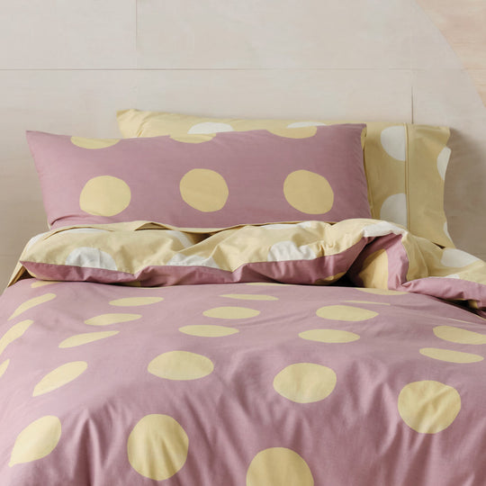 Roundabout Quilt Cover Set Range Berry and Wheat