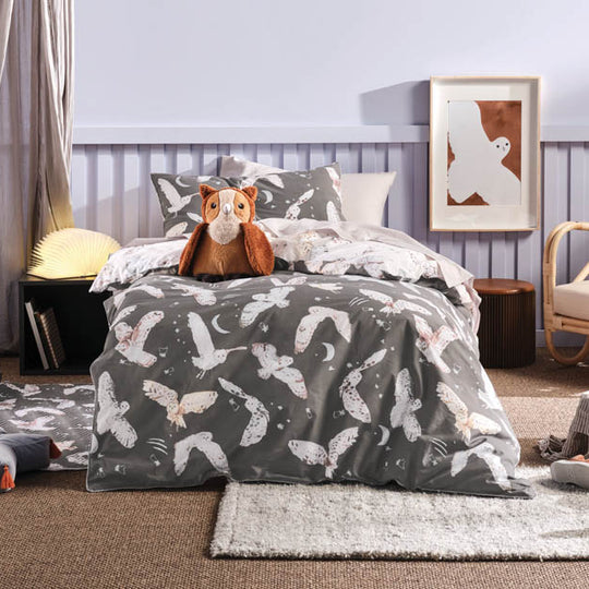 Take To The Skies Quilt Cover Set Range Charcoal