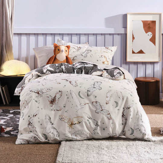 Take To The Skies Quilt Cover Set Range Charcoal