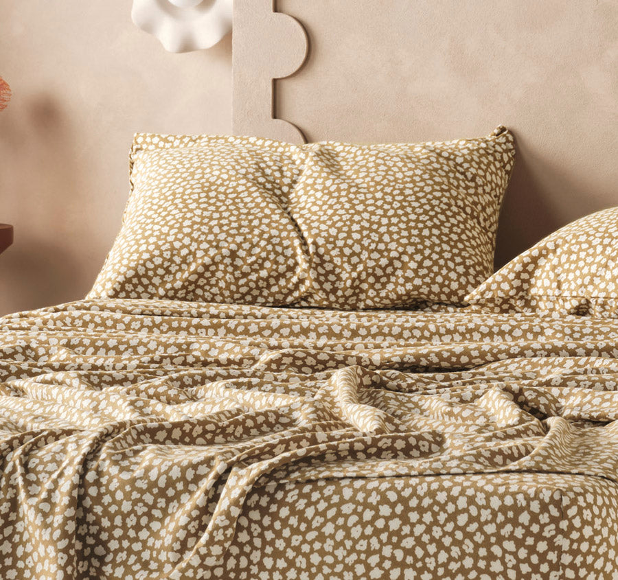 Abbi Printed Flannelette Cotton Mega Sheet Set Range Dijon