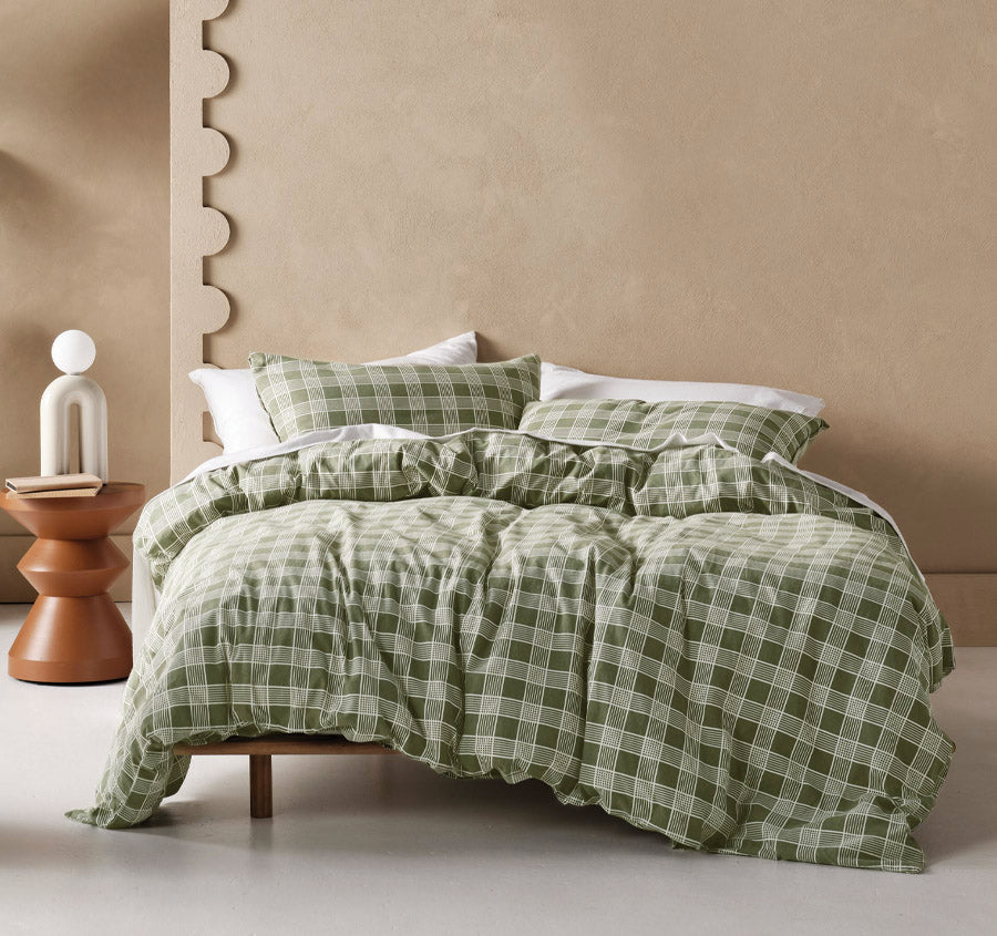 Barnett Printed Flannelette Cotton Quilt Cover Set Range Moss