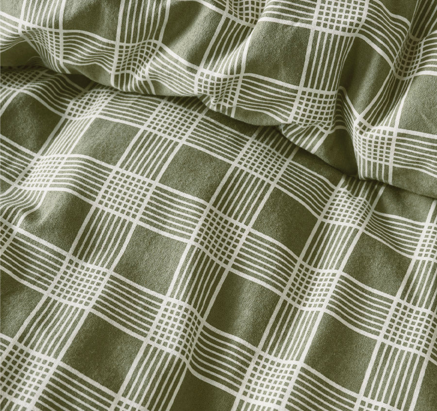 Barnett Printed Flannelette Cotton Quilt Cover Set Range Moss