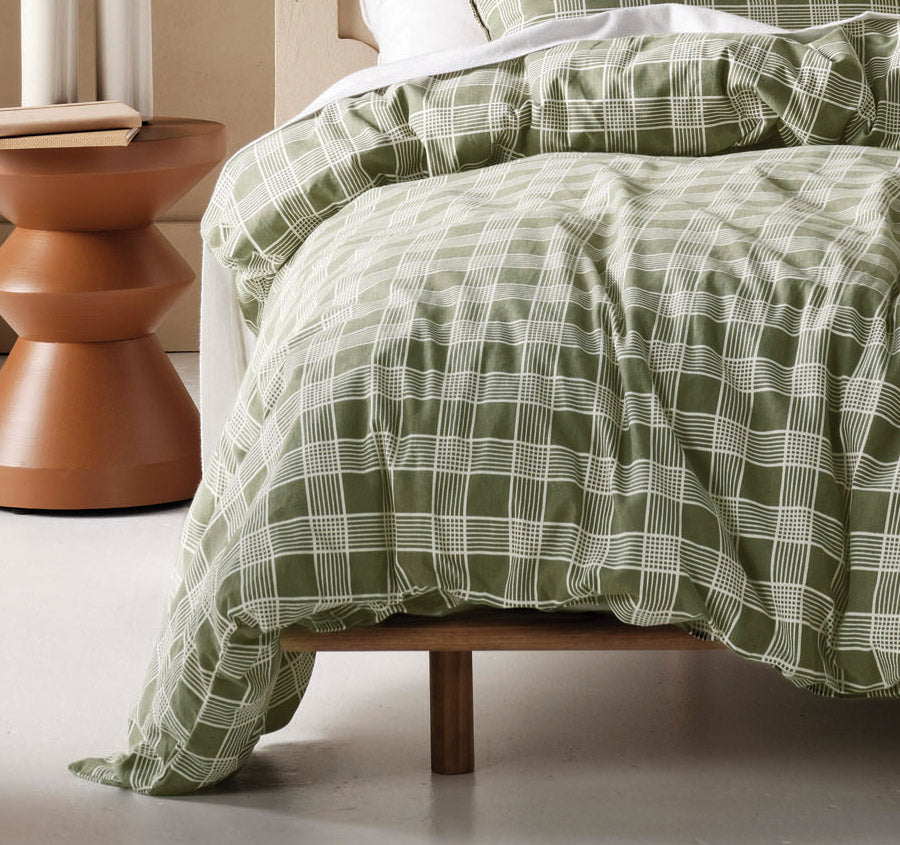 Barnett Printed Flannelette Cotton Quilt Cover Set Range Moss