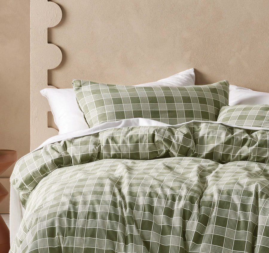 Barnett Printed Flannelette Cotton Quilt Cover Set Range Moss
