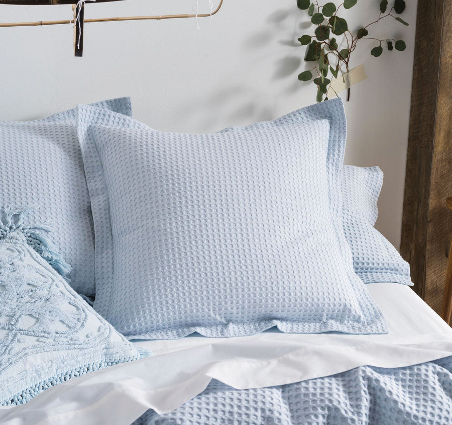 Deluxe Waffle Quilt Cover Set Range Soft Blue Manchester Warehouse