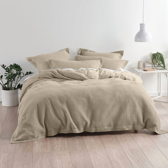 Deluxe Waffle Quilt Cover Set Range Tan