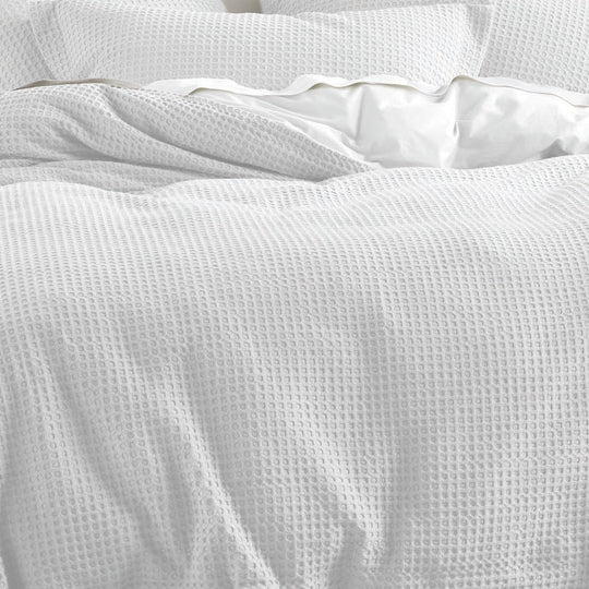 Deluxe Waffle Quilt Cover Set Range White