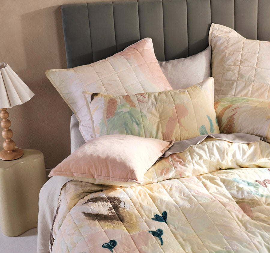 Elementary Quilt Cover Set Range Blush