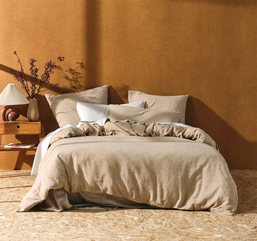 Hemp Triblend Quilt Cover Set Range Ochre