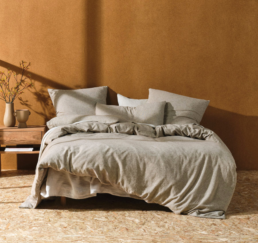 Hemp Triblend Quilt Cover Set Range Walnut