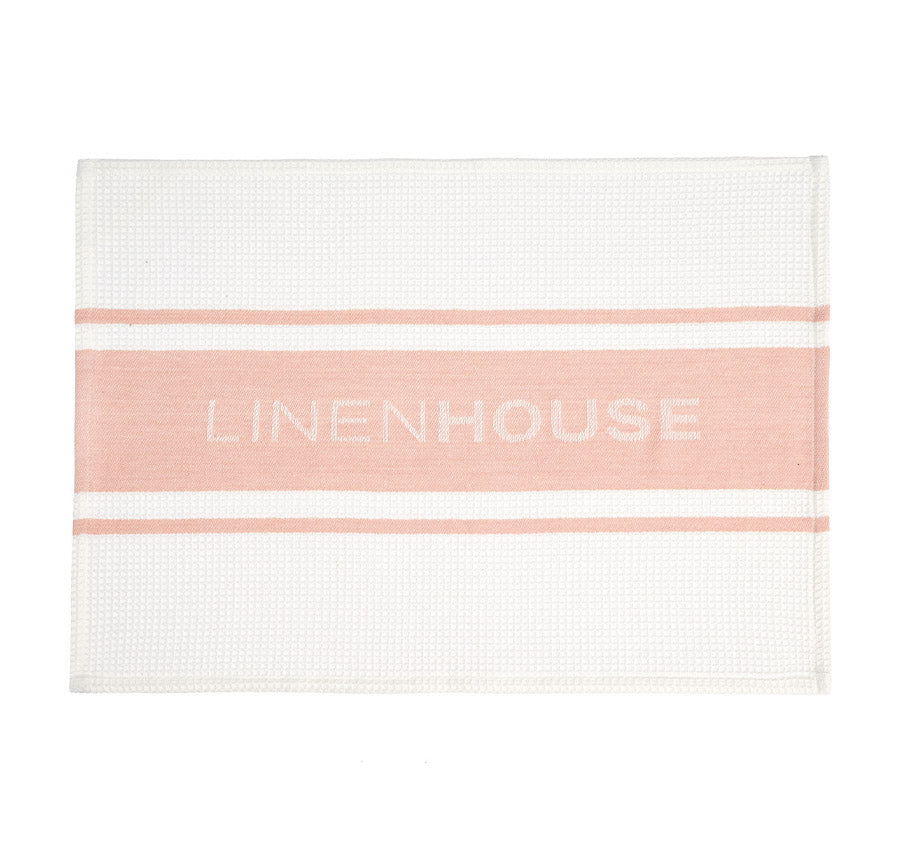 Linen House Logo Tea Towel Pink