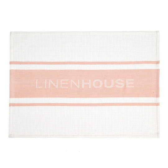 Linen House Logo Tea Towel Pink
