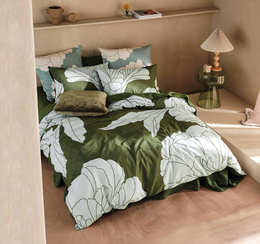Lita Quilt Cover Set Range Moss