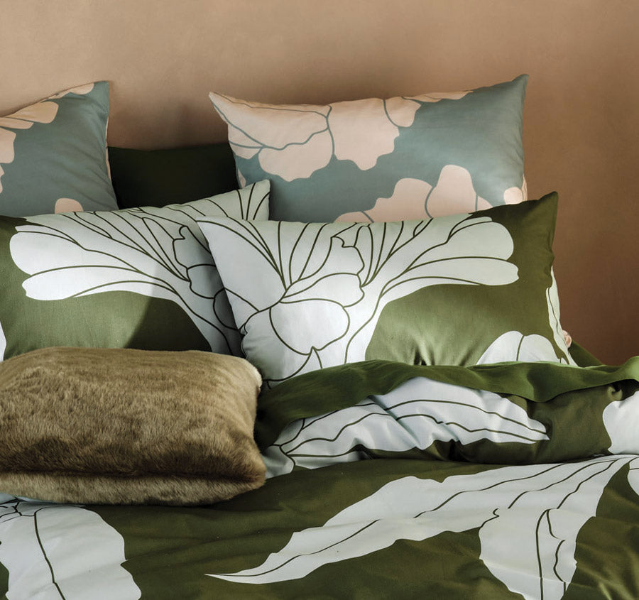 Lita Quilt Cover Set Range Moss