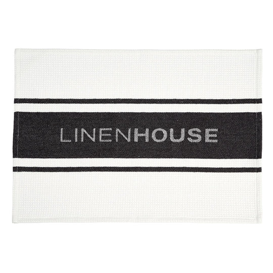 Linen House Logo Tea Towel Black