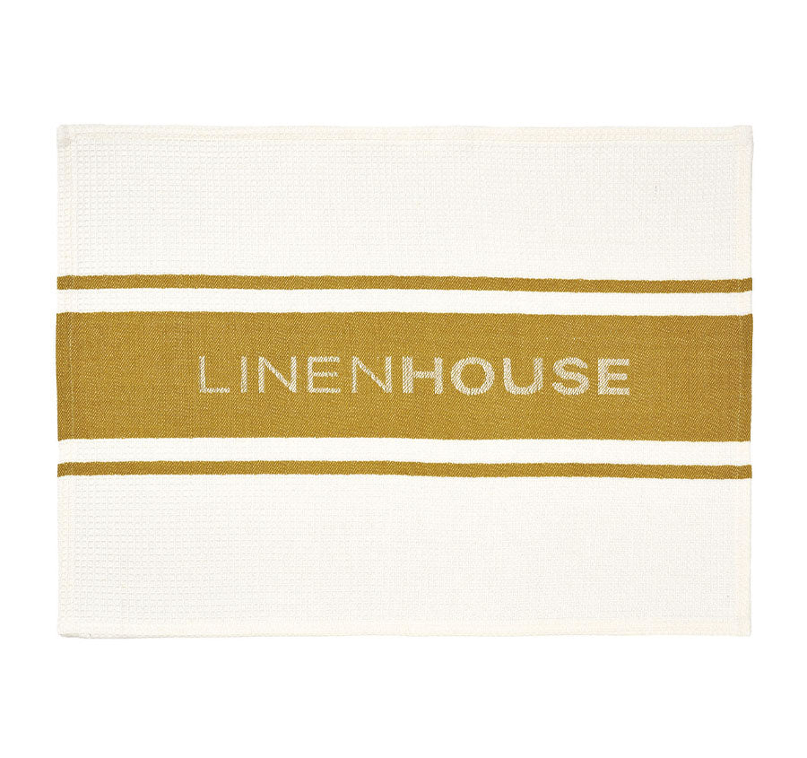 Linen House Logo Tea Towel Chartreuse