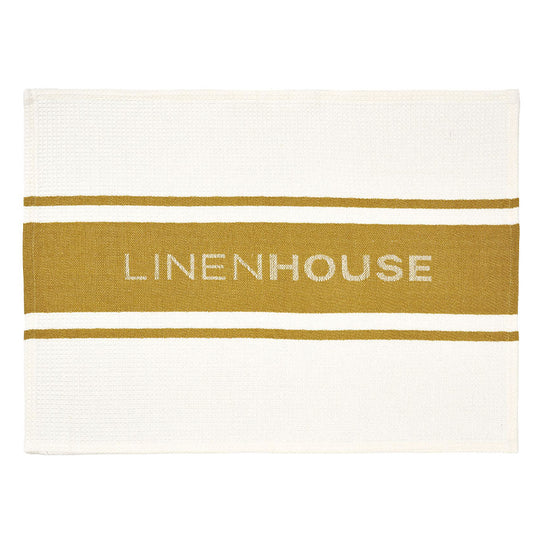 Linen House Logo Tea Towel Chartreuse