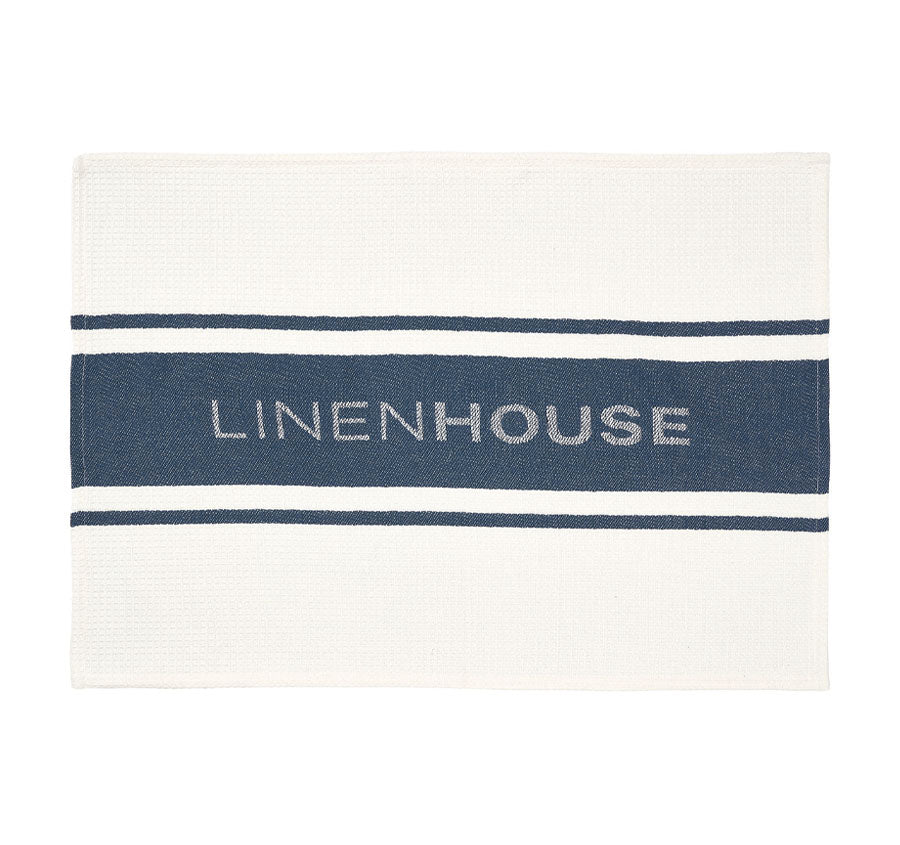 Linen House Logo Tea Towel Denim