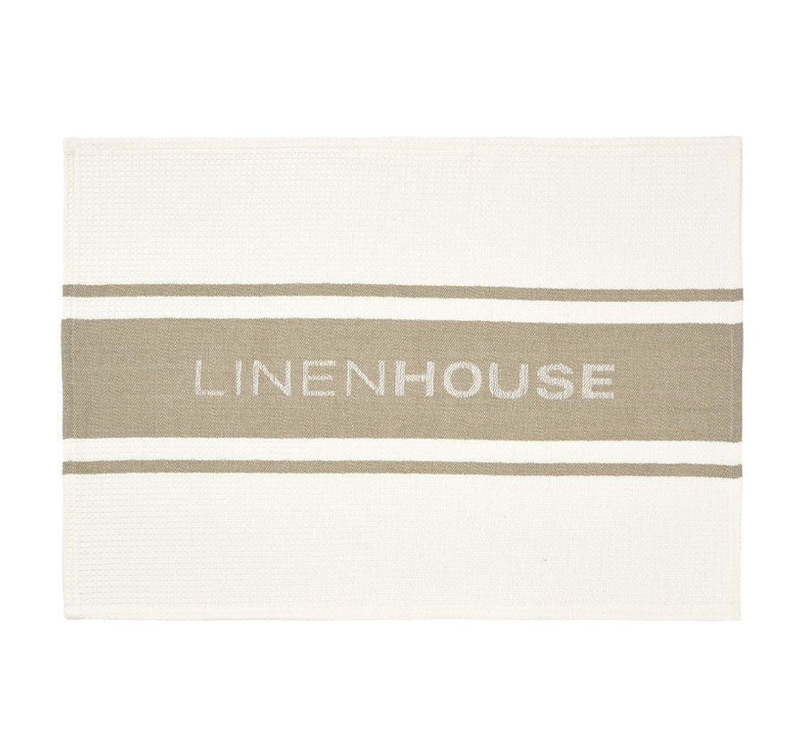Linen House Logo Tea Towel Pebble