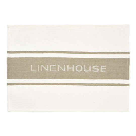 Linen House Logo Tea Towel Pebble