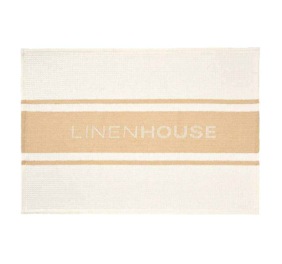 Linen House Logo Tea Towel Sand