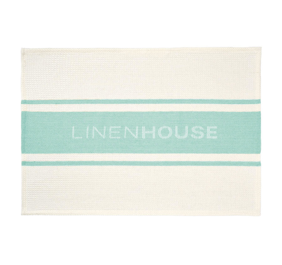 Linen House Logo Tea Towel Turquoise