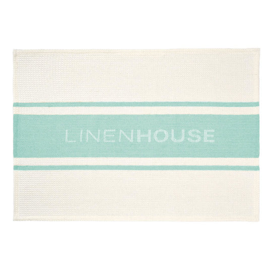 Linen House Logo Tea Towel Turquoise