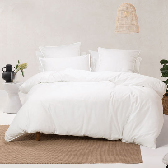 Nara 400THC Bamboo Cotton European Pillowcase White