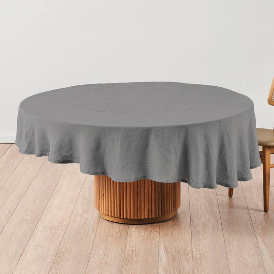 Nimes Linen Round Tablecloth Ash