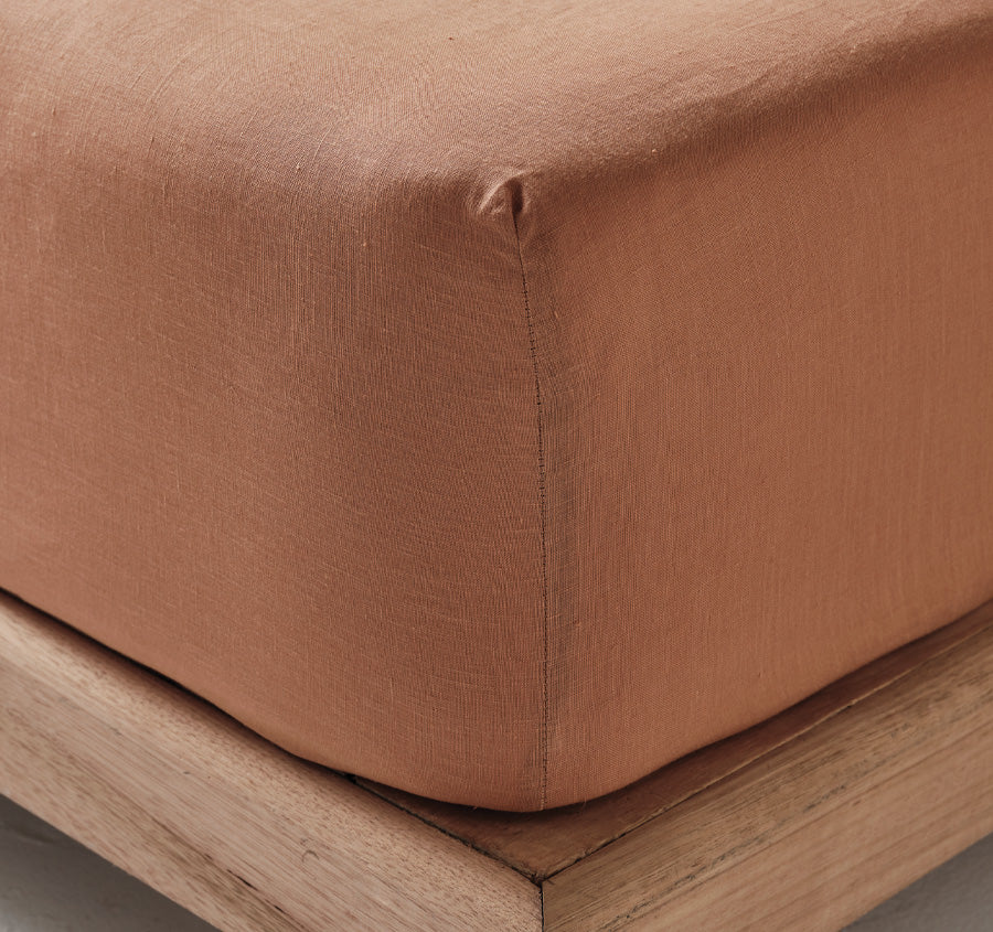 Nimes Linen Mega Fitted Sheet Range Clay