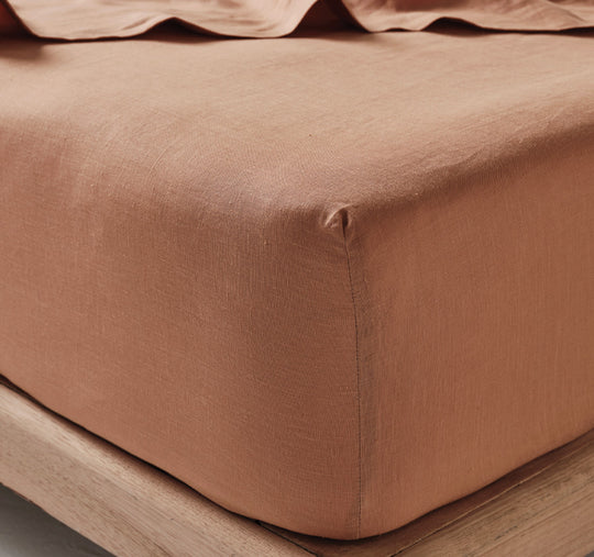 Nimes Linen Mega Fitted Sheet Range Clay