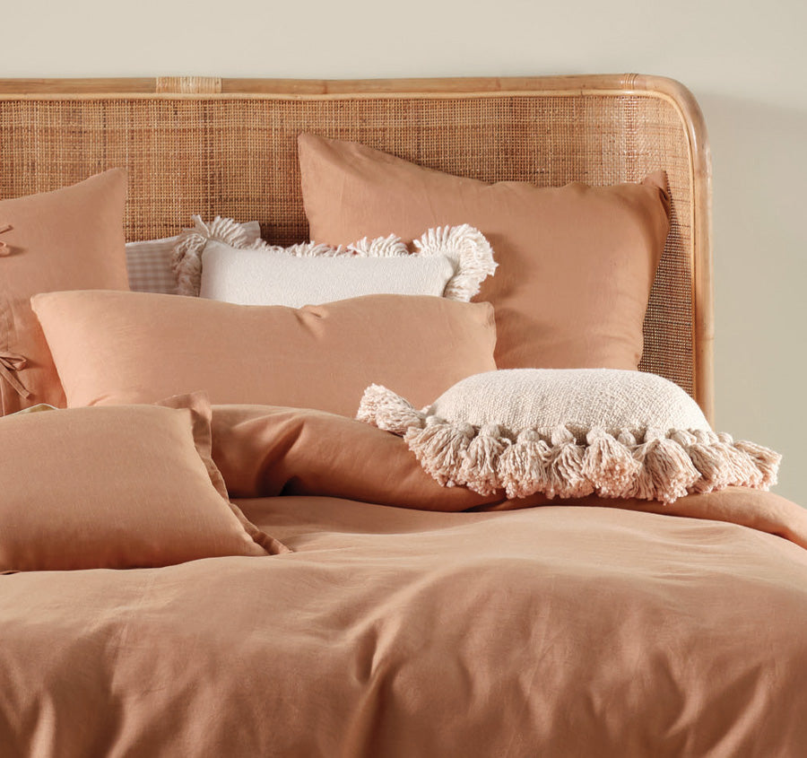 Nimes Linen Quilt Cover Set Clay