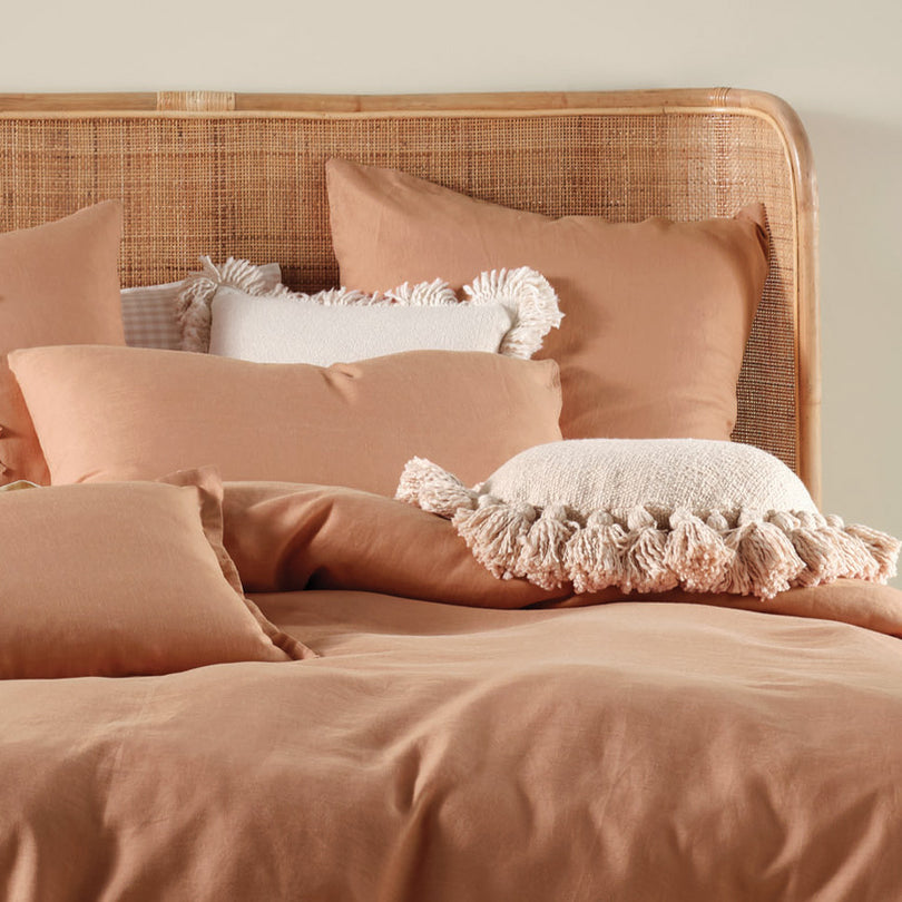 Nimes Linen Quilt Cover Set Range Clay Manchester Warehouse