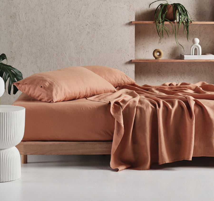 Nimes Linen Sheet Set Range Clay