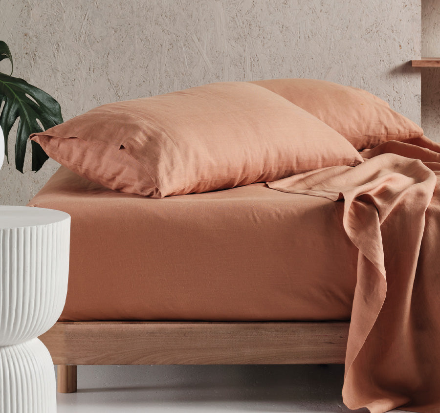 Nimes Linen Sheet Set Range Clay