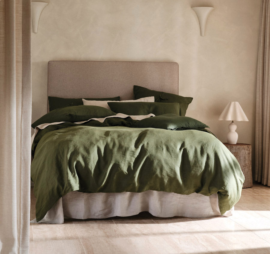 Nimes Quilt Cover Set Range Moss