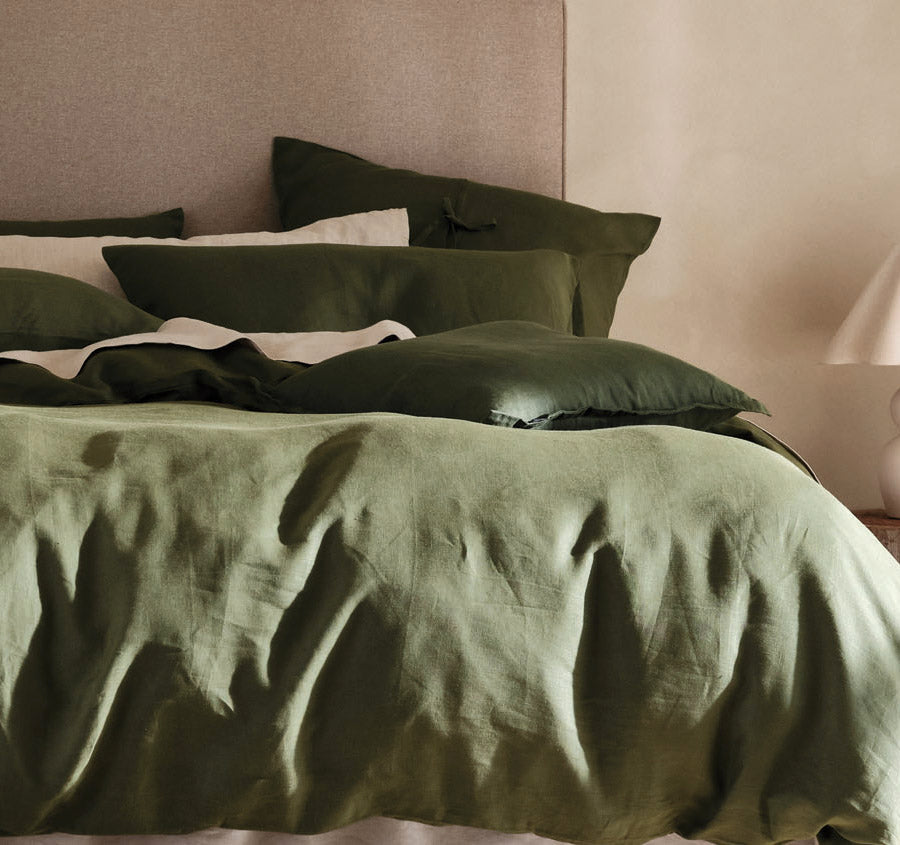 Nimes Quilt Cover Set Range Moss