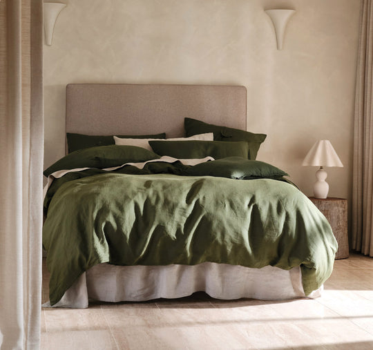 Nimes Linen Quilt Cover Set Range Moss