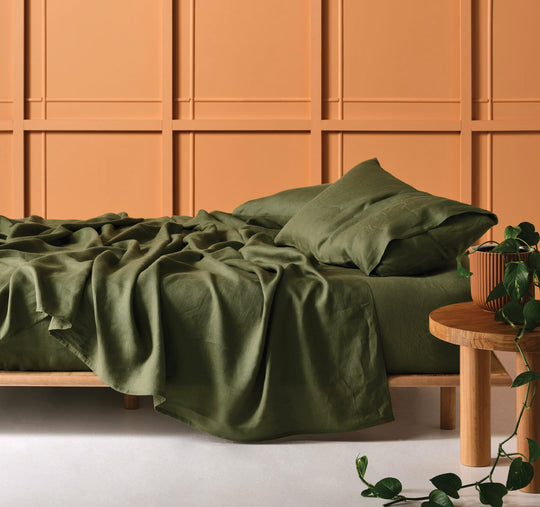 Nimes Linen Mega Sheet Set Range Moss