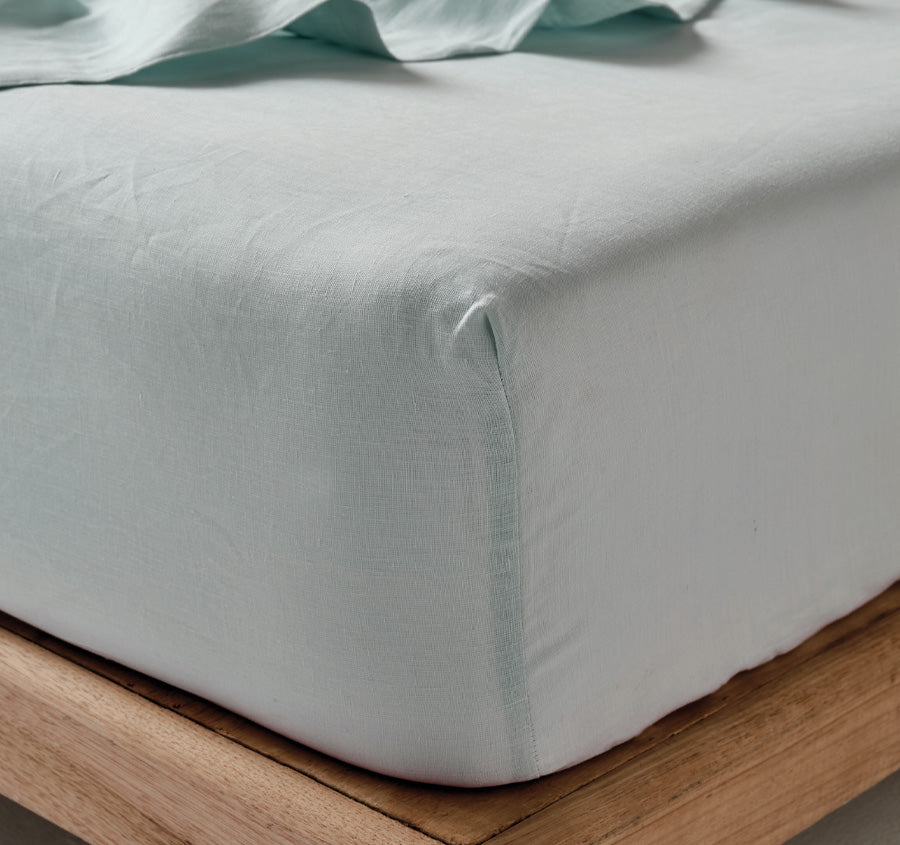 Nimes Linen Mega Fitted Sheet Range Sky