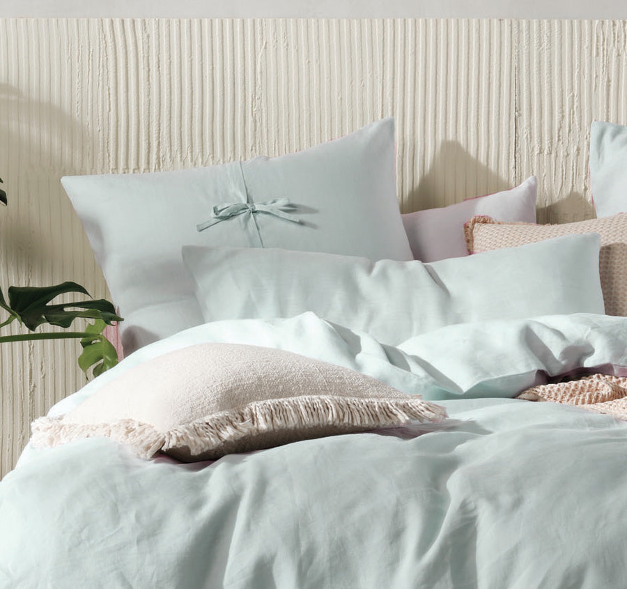 Nimes Linen Quilt Cover Set Range Sky