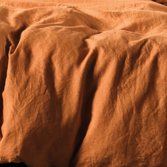 Nimes Linen Quilt Cover Set Range Terracotta
