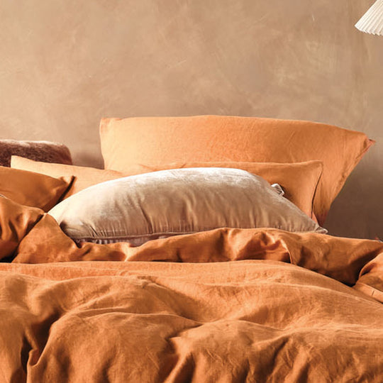 Nimes Linen European Pillowcase Terracotta
