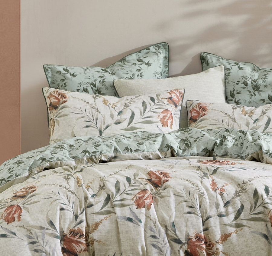 Elise Quilt Cover Set Range Sage Manchester Warehouse