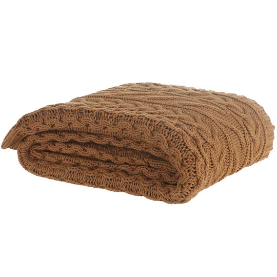 Cable Knit 130x170cm Throw Rug Spice