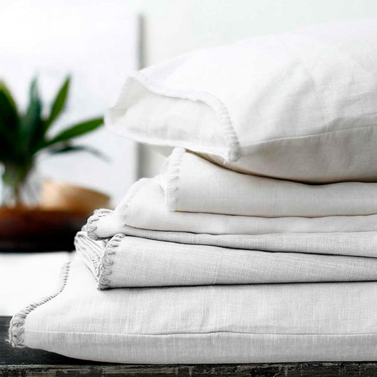 Stitch Linen Cotton Sheet Set Range White